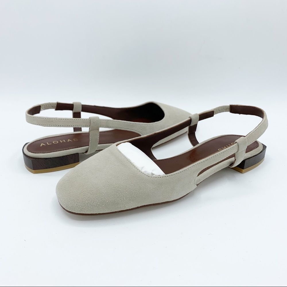 Alohas Holly Beige Suede Slingback ballerinas size 37 EU/6.5 US - Picture 4 of 15